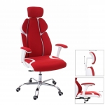 Poltrona sedia da ufficio ergonomica girevole HWC-F12 tessuto ecopelle ~ rosso bianco