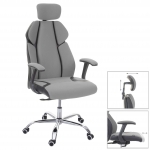 Poltrona sedia da ufficio ergonomica girevole HWC-F12 tessuto ecopelle ~ grigio nero