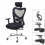 Poltrona sedia da ufficio ergonomica girevole HWC-F13 tessuto traspirante nero