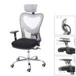 Poltrona sedia da ufficio ergonomica girevole HWC-F13 tessuto traspirante nero grigio