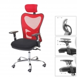 Poltrona sedia da ufficio ergonomica girevole HWC-F13 tessuto traspirante nero rosso