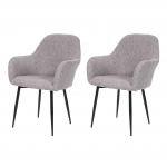 Set 2x sedie poltroncine HWC-F18 design retr tessuto grigio gambe nere