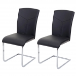 Set 2x sedie sala da pranzo design moderno HWC-F36 struttura a slitta ecopelle nero