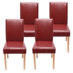 Set 4x sedie Littau ecopelle soggiorno cucina sala da pranzo 43x56x90cm rosso piedi chiari