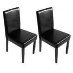 Set 2x sedie Littau ecopelle soggiorno cucina sala da pranzo 56x43x90cm nero piedi scuri