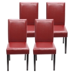 Set 4x sedie Littau ecopelle soggiorno cucina sala da pranzo 43x56x90cm rosso piedi scuri