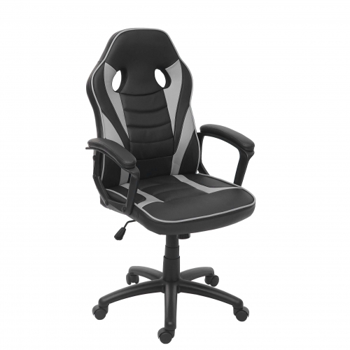 Poltrona sedia ufficio girevole regolabile HWC-F59 ergonomica ecopelle nero e grigio