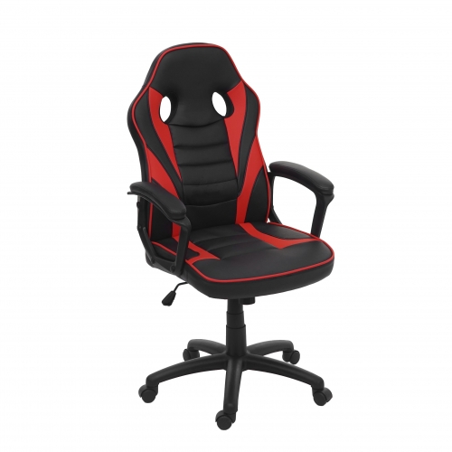 Poltrona sedia ufficio girevole regolabile HWC-F59 ergonomica ecopelle nero e rosso