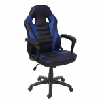 Poltrona sedia ufficio girevole regolabile HWC-F59 ergonomica ecopelle nero e blu