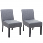 Set 2x sedie HWC-F61 sala da pranzo legno tessuto grigio scuro