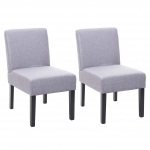 Set 2x sedie HWC-F61 sala da pranzo legno tessuto grigio