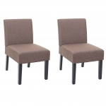 Set 2x sedie HWC-F61 sala da pranzo legno tessuto marrone