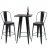 Set 2x sgabelli con schienale e tavolino alto bistrot design industriale HWC-A73 legno metallo verniciato nero