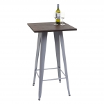 Tavolo tavolino bar quadrato design industriale HWC-A73 107x60x60cm legno metallo grigio