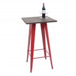 Tavolo tavolino bar quadrato design industriale HWC-A73 107x60x60cm legno metallo rosso