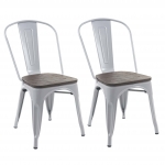 Set 2x sedie bistrot seduta in legno design industriale HWC-A73 metallo verniciato grigio