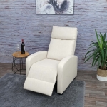Poltrona relax reclinabile TV HWC-F76 design moderno 102x67x90cm tessuto avorio