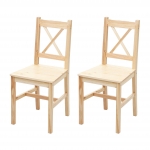 Set 2x sedie country classica HWC-F77 legno massello 42x40x86cm legno chiaro
