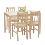 Set tavolo con 4x sedie country classica HWC-F77 legno massello legno chiaro