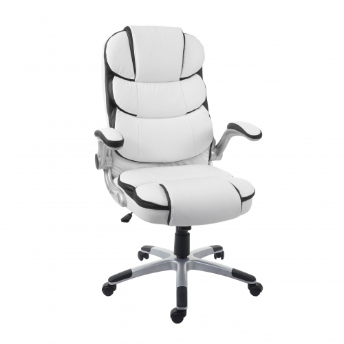 Poltrona sedia ufficio girevole regolabile HWC-F80 ergonomica ecopelle bianco