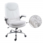 Poltrona sedia ufficio girevole regolabile HWC-F81 ecopelle 76x72x107-117cm bianco