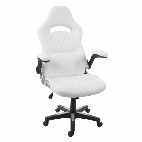 Poltrona sedia ufficio girevole regolabile HWC-F87 ergonomica ecopelle bianco