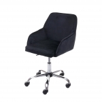 Poltrona sedia ufficio girevole HWC-F82 velluto 56x54x77-87cm nero