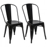 Set 2x sedie bar bistrot impilabili design industriale HWC-A73 metallo verniciato nero