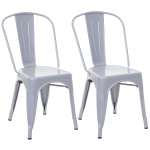 Set 2x sedie bar bistrot impilabili design industriale HWC-A73 metallo verniciato grigio