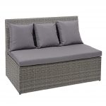 Divano sofà 2 posti da esterno HWC-G16 polyrattan grigio cuscino grigio scuro
