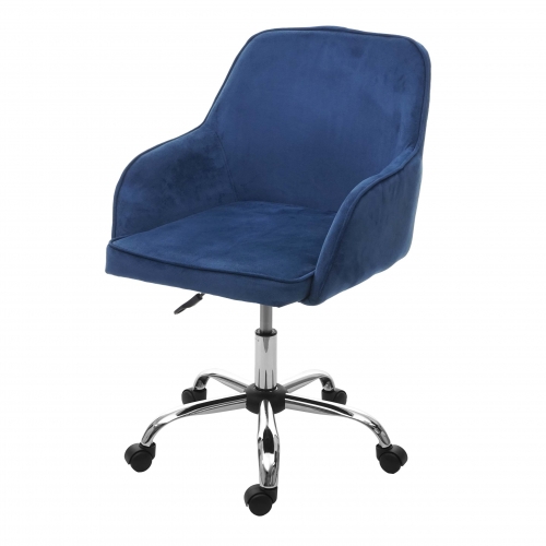 Poltrona sedia ufficio girevole HWC-F82 velluto 56x54x77-87cm blu