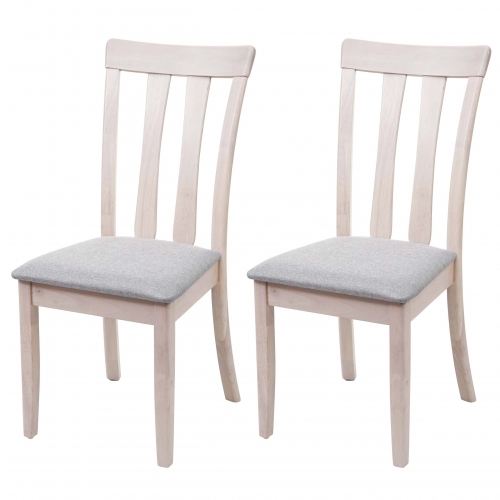 Set 2x sedie cucina sala HWC-G46 legno massello ~ struttura chiara cuscino grigio