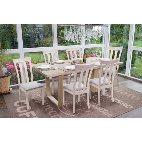 Set 6x sedie cucina sala HWC-G46 legno massello ~ struttura chiara cuscino grigio