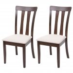 Set 2x sedie cucina sala HWC-G46 legno massello ~ struttura scura cuscino beige