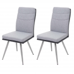 Set 2x sedie da interni HWC-G54 acciaio inox tessuto ecopelle senza braccioli grigio