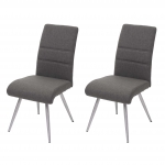 Set 2x sedie soggiorno sala pranzo moderno senza braccioli HWC-G55 acciaio inox tessuto grigio