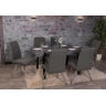 Set 6x sedie soggiorno sala pranzo moderno senza braccioli HWC-G55 acciaio inox tessuto grigio