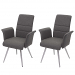 Set 2x sedie con braccioli HWC-G55 acciaio inox tessuto grigio