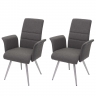 Set 2x sedie con braccioli HWC-G55 acciaio inox tessuto grigio