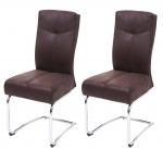 Set 2x sedie sala pranzo moderno HWC-G56 struttura a slitta tessuto scamosciato marrone
