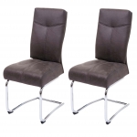 Set 2x sedie sala pranzo moderno HWC-G56 struttura a slitta tessuto scamosciato grigio