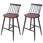 Set 2x sgabelli sedie alte bistrot HWC-G69 legno metallo verniciato legno scuro