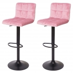 Set 2x sgabelli regolabili girevoli lounge HWC-G87 velluto base nera rosa