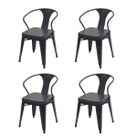 Set 4x sedie design industriale HWC-H10d acciaio verniciato ecopelle grigio