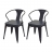 Set 2x sedie design industriale HWC-H10d acciaio verniciato ecopelle grigio