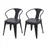 Set 2x sedie design industriale HWC-H10d acciaio verniciato ecopelle grigio