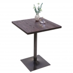 Tavolino bistro quadrato industriale bar HWC-H10 acciaio verniciato legno di olmo marrone