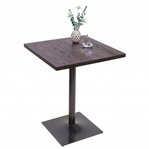 Tavolino bistro quadrato industriale bar HWC-H10 acciaio verniciato legno di olmo marrone