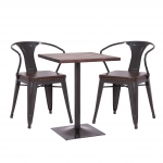 Set tavolo bistro e 2x sedie design industriale HWC-H10d tavolo marrone ecopelle marrone