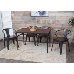 Set tavolo con 4x sedie design industriale HWC-H10 acciaio verniciato legno di olmo marrone